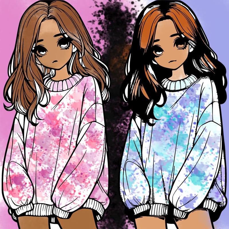 realistic girl with baggy sweater