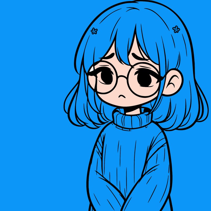sad girl with glasses in a sweater