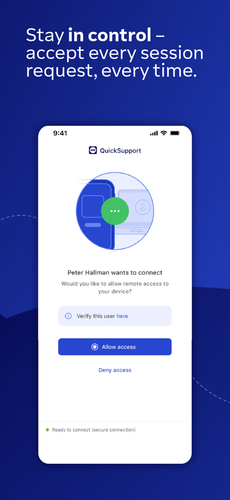 TeamViewer QuickSupport - TeamViewer QuickSupport interface showing a prompt to allow or deny a remote access request