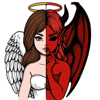 realistic angel half demon