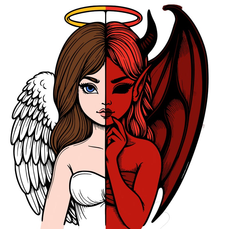 realistic angel half demon