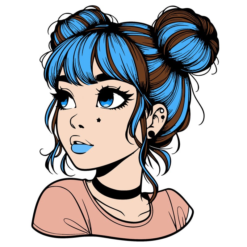 realistic girl with spacebuns
