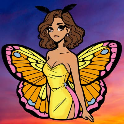 woman with moth wings