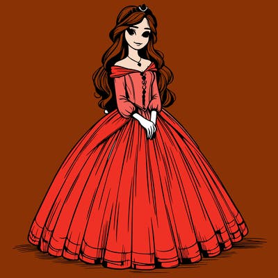 princess with long dress realistic