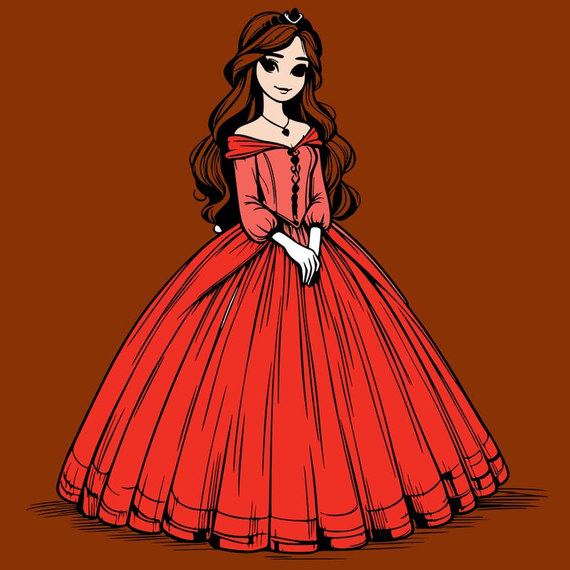 princess with long dress realistic