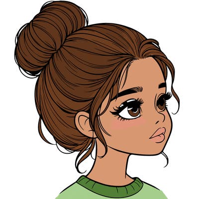 realistic girl with bun