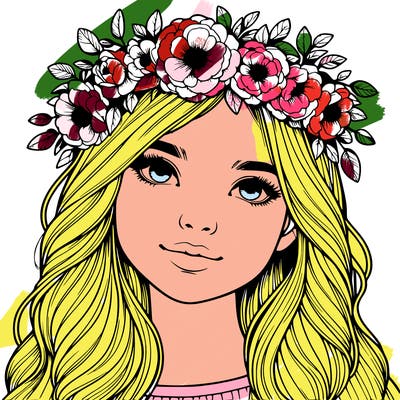 realistic girl with flower crown
