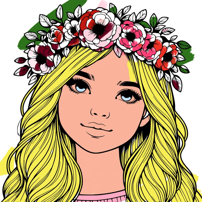 realistic girl with flower crown