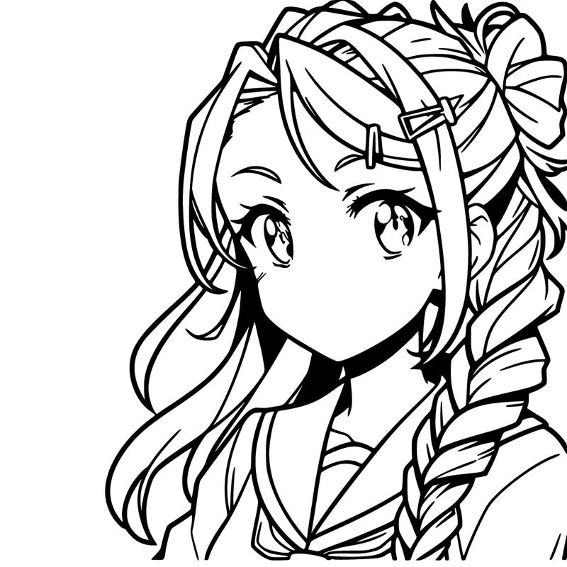 anime girl with braids on one side of her head