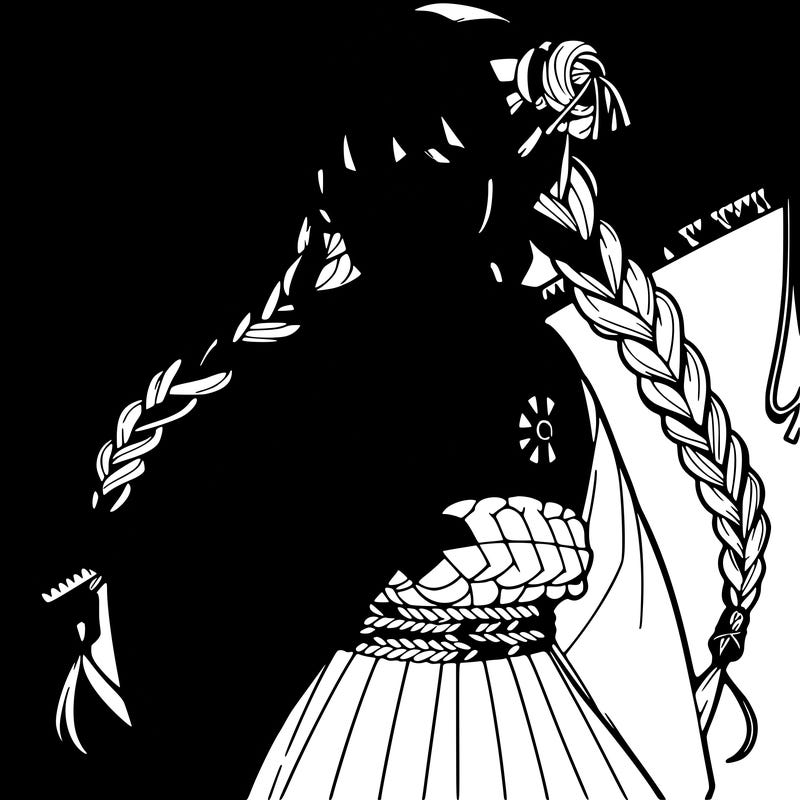 anime girl with three braids and a katana whip