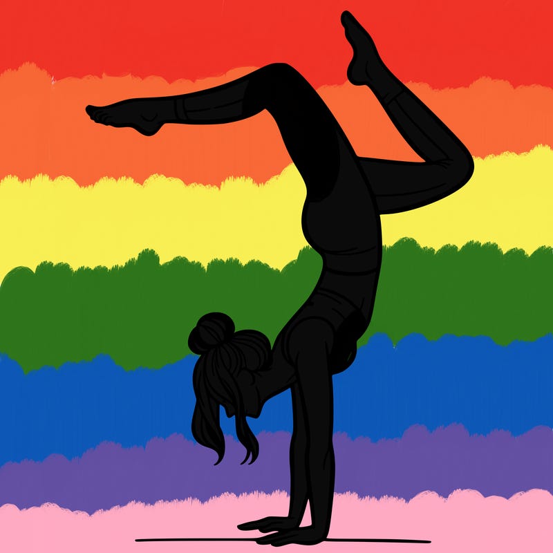 a woman doing a handstand