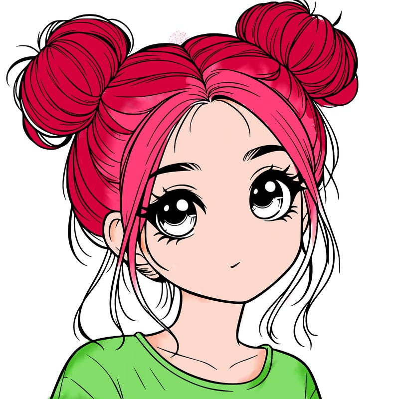 realistic girl with buns on her hair