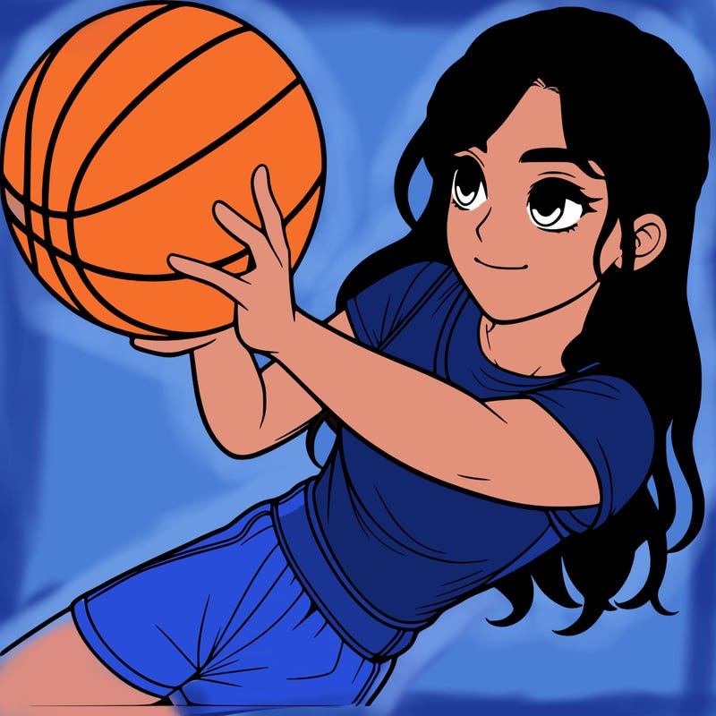 realistic girl playing basketball