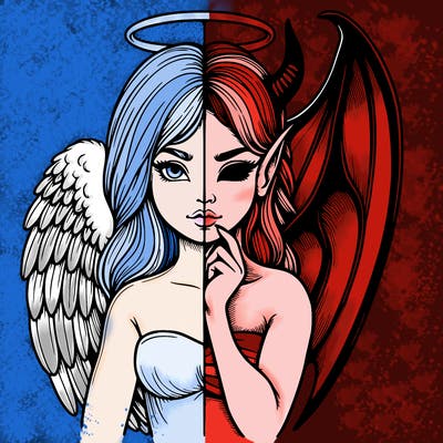 realistic angel half demon