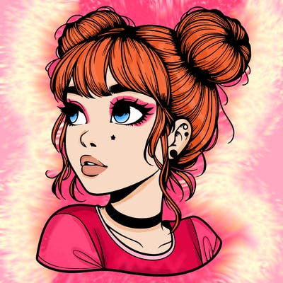 realistic girl with spacebuns