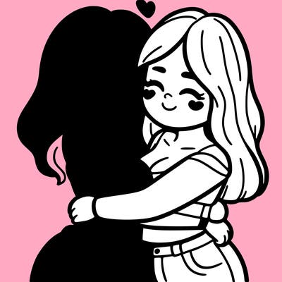 two females (pride month) hugging