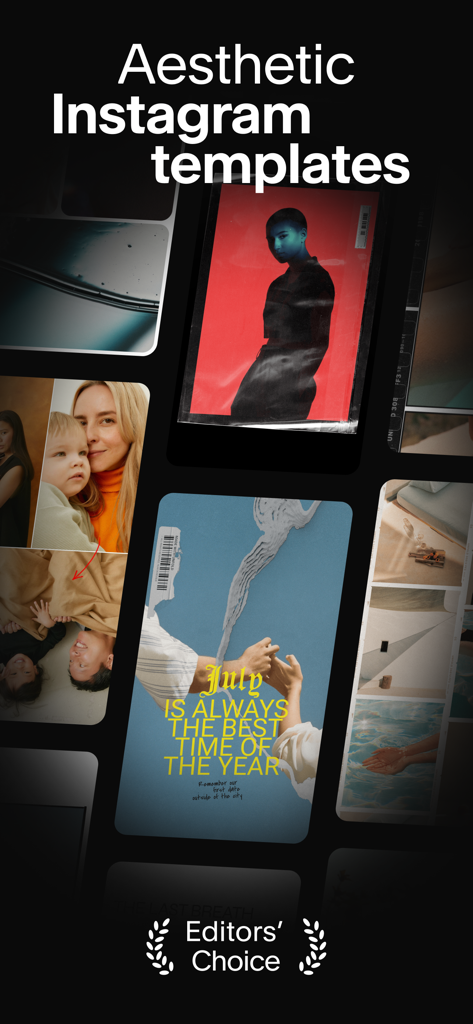 Eine Sammlung ästhetischer Instagram-Story- und Post-Vorlagen mit minimalistischem und redaktionellem Design