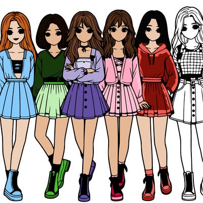 a group of girls realistic