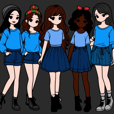 a group of five girls