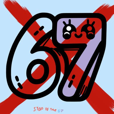 the numbers 67