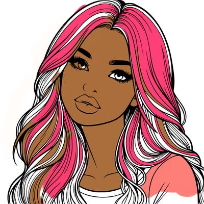 realistic girl with hair on her hair and lips