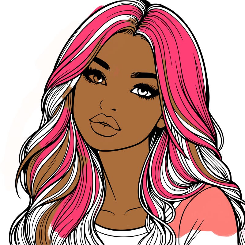 realistic girl with hair on her hair and lips