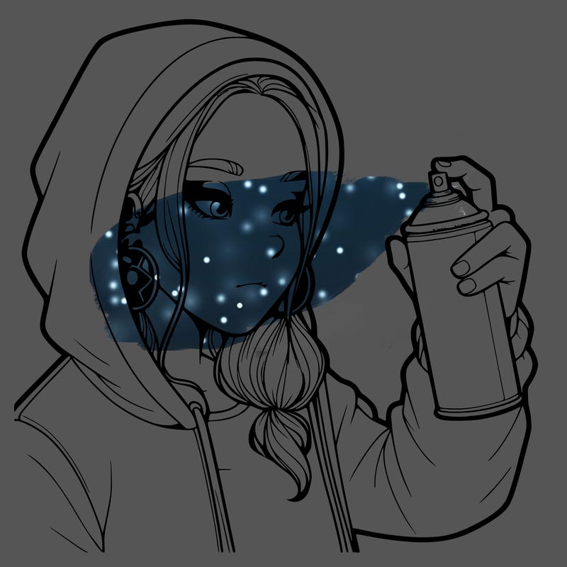 a realistic girl, spray painting