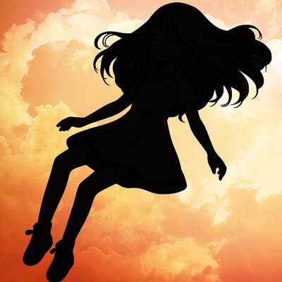 realistic girl floating