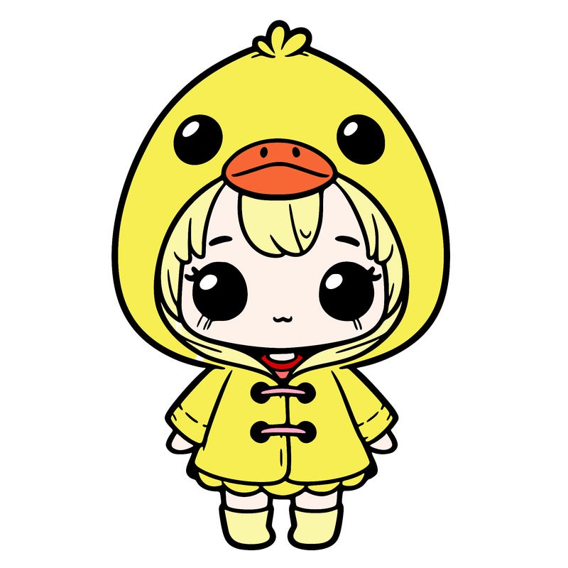 girl in a duck raincoat