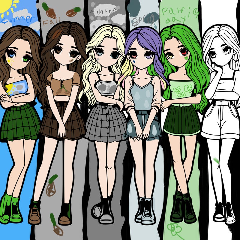 a group of girls realistic