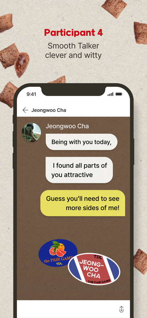 Picka: Virtual Messenger - Virtual chat interface in Picka app showing a romantic conversation with character Jeongwoo Cha