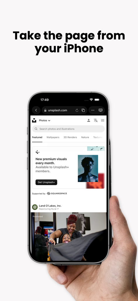 AirWeb - TV Web Browser - Ein iPhone zeigt die Webbrowser-Oberfläche für die AirWeb-App an.