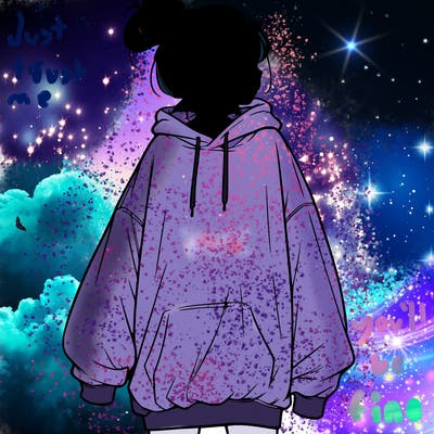 realistic girl with a oversized sweatshirt on and a bun