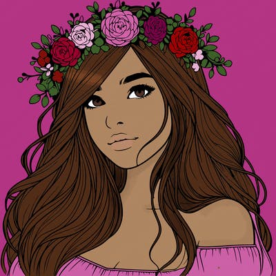 realistic girl with flower crown