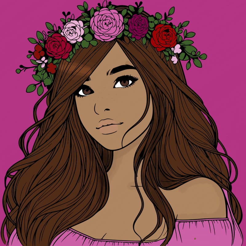 realistic girl with flower crown