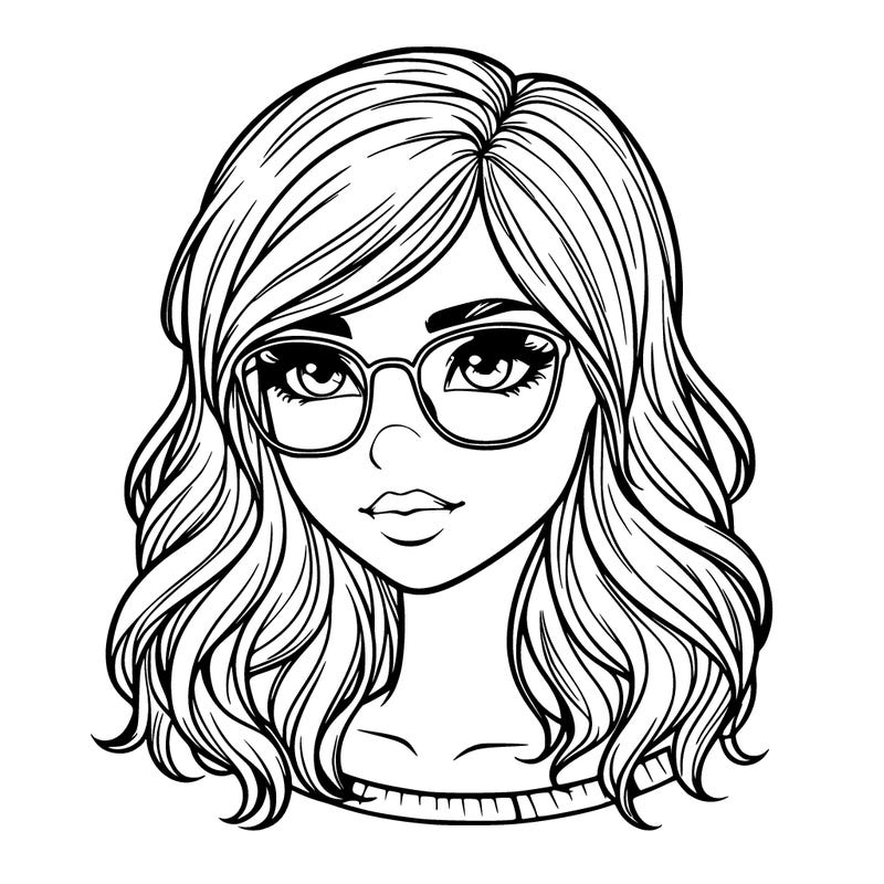 realistic girl with glasses
