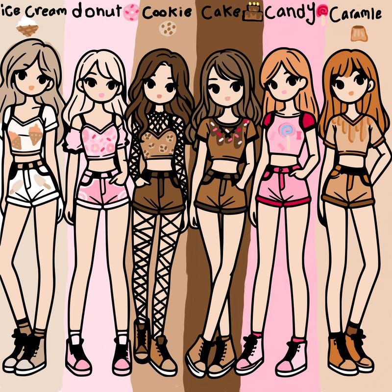 a group of girls wearing crop tops and shorts