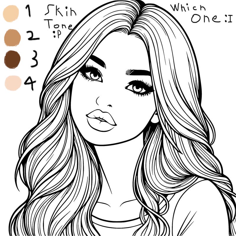 realistic girl with hair on her hair and lips