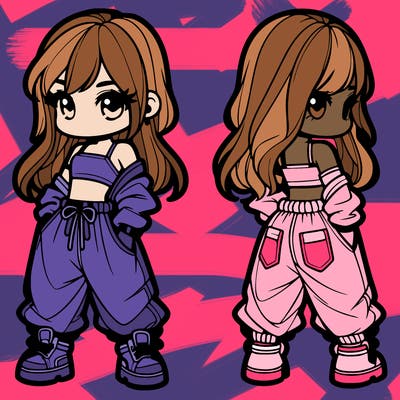 girl in crop top and baggy pants