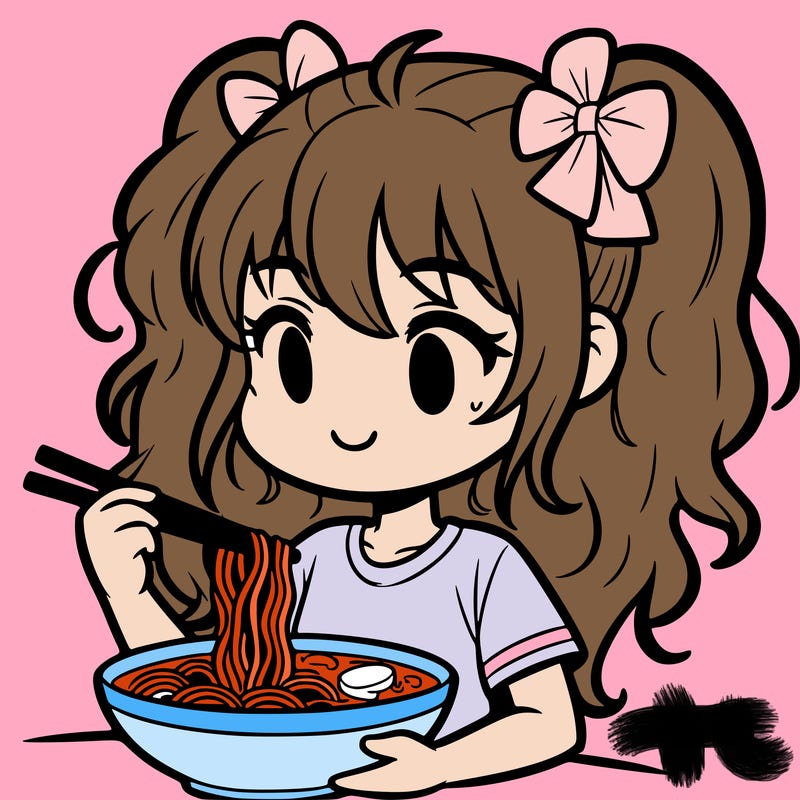 a girl eating ramen