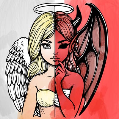 realistic angel half demon