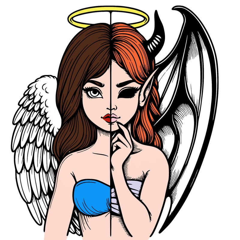 realistic angel half demon