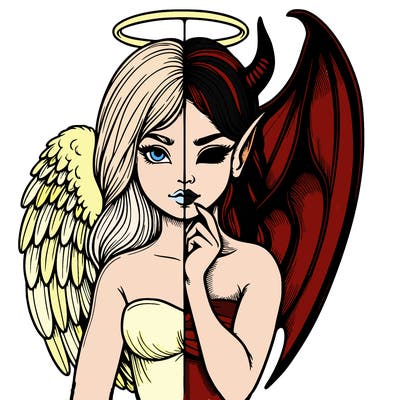 realistic angel half demon