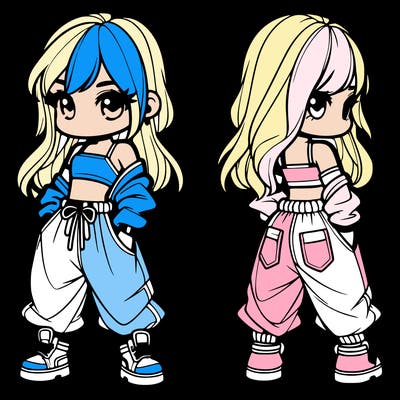 girl in crop top and baggy pants