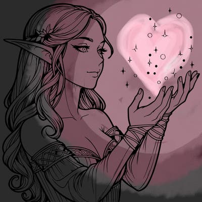 realistic elf girl doing magic