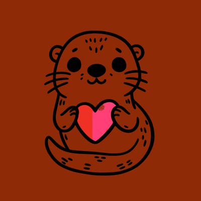 otter with a heart