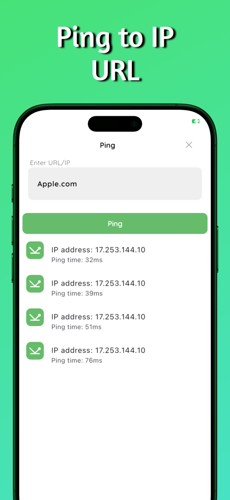 WiFi Master - All in one - WiFi Master app interface for pinging an IP or URL to check network response times