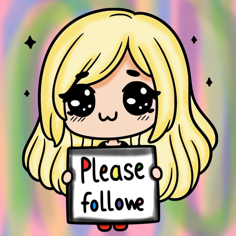 a girl holding  a sign  saying please  follow  me