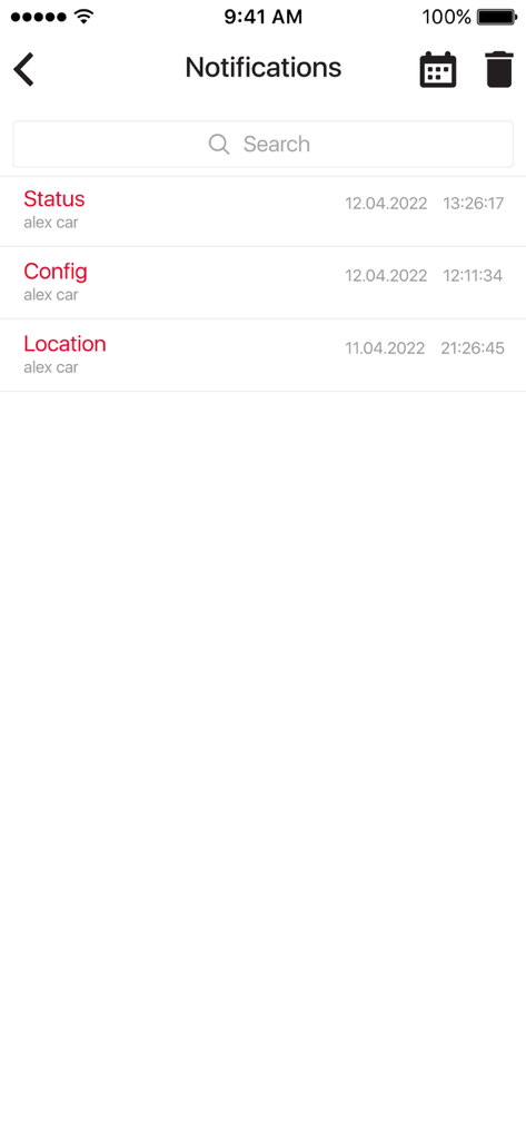 AIS Live app notifications screen showing status and location updates for a tracked car