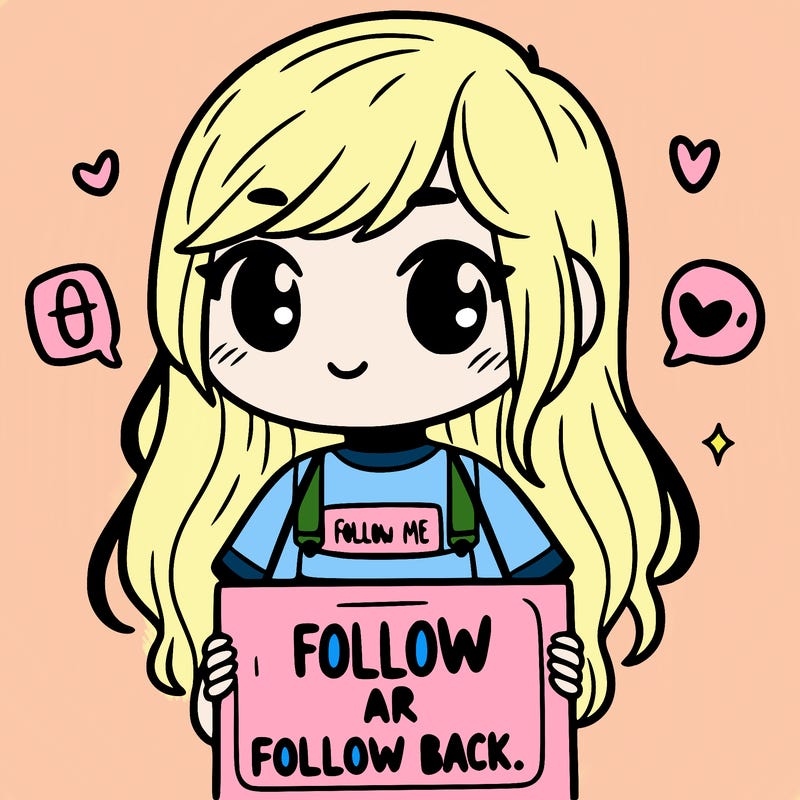 girl with a sign that says follow me for a follow back